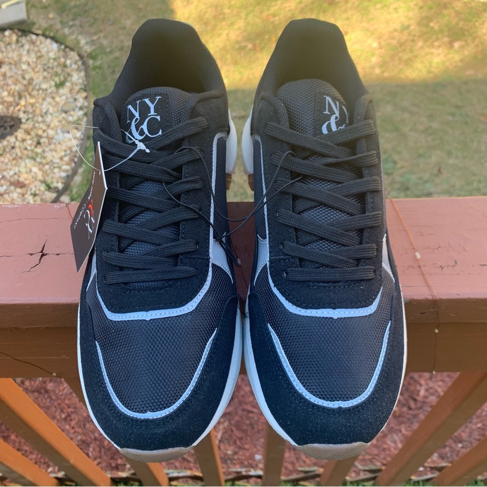 NEW YORK & COMPANY Men's Harvey Low Top Sneakers | Size 9M | Black  NY1083 NEW!!